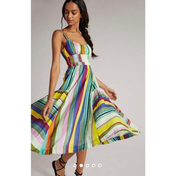 Anthropologie Hope For Flowers Striped Midi Dress Size MP - Picture 1 of 9